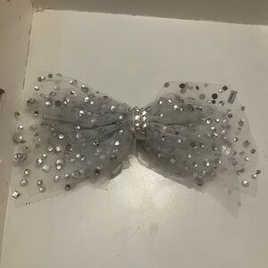 Sparkling Gray Bow with Rhinestones